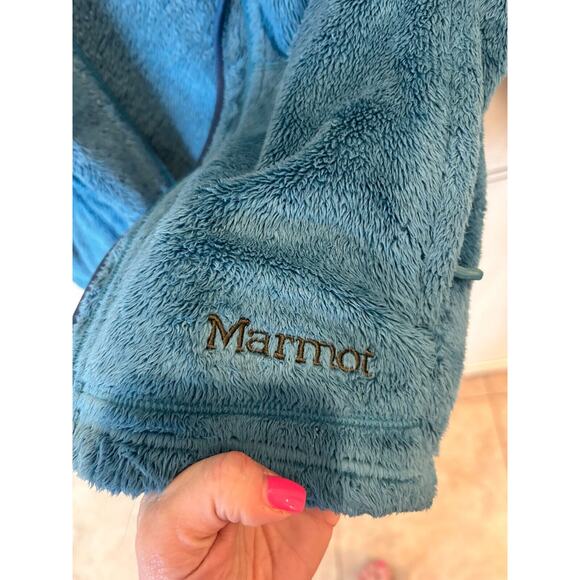 Marmot Blue Fuzzy Fleece Full Zip Jacket M 6-10 - Picture 5 of 6